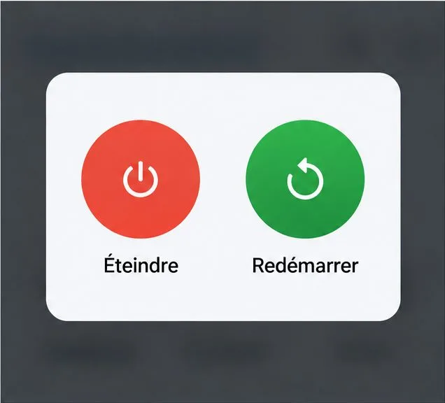 Menu d’alimentation Android affichant les options Éteindre et Redémarrer